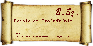 Breslauer Szofrónia névjegykártya
